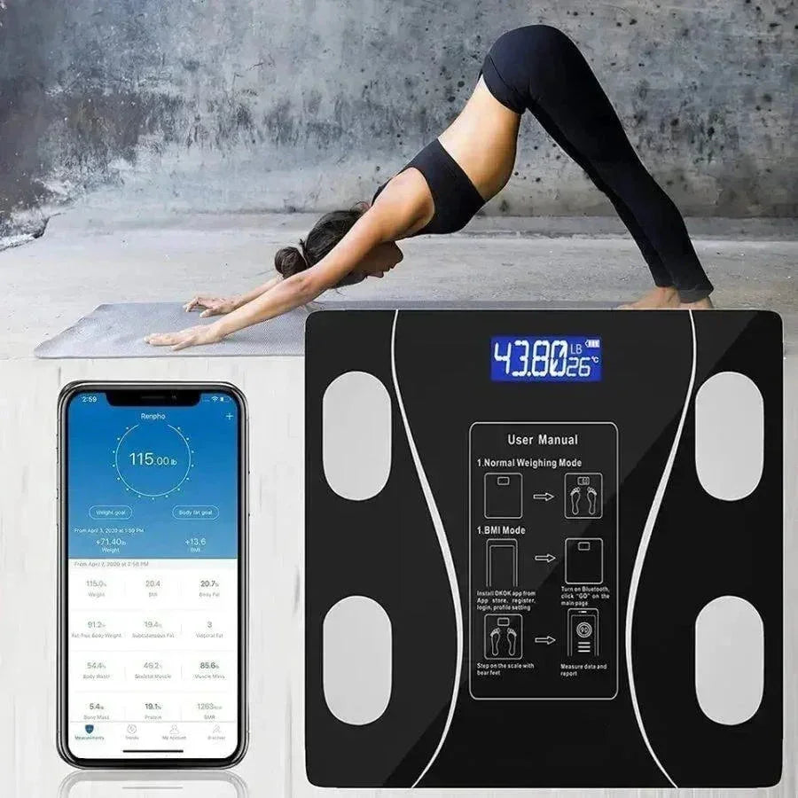 Smart Digital Body Weight Scale – Bluetooth, USB Charging & BMI Tracker with Body Tape Measure elitora 