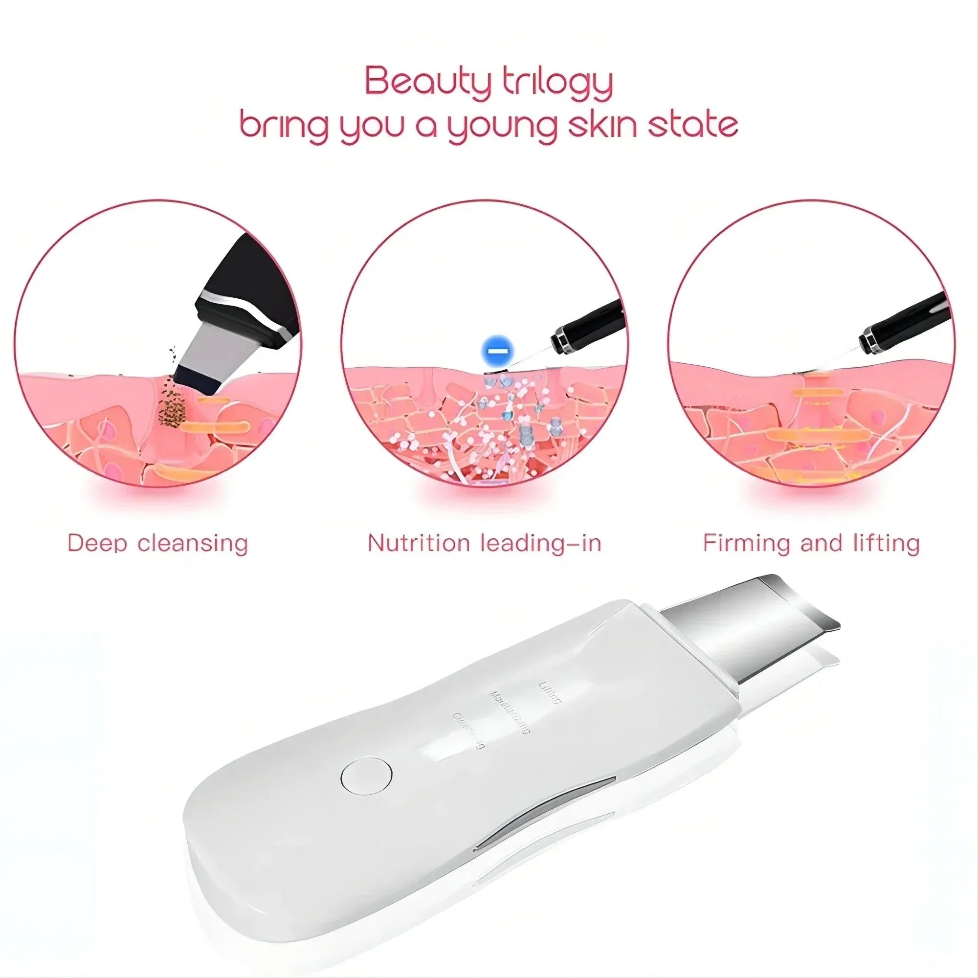 Ultrasonic Skin Scrubber – Rechargeable & Deep Cleaning