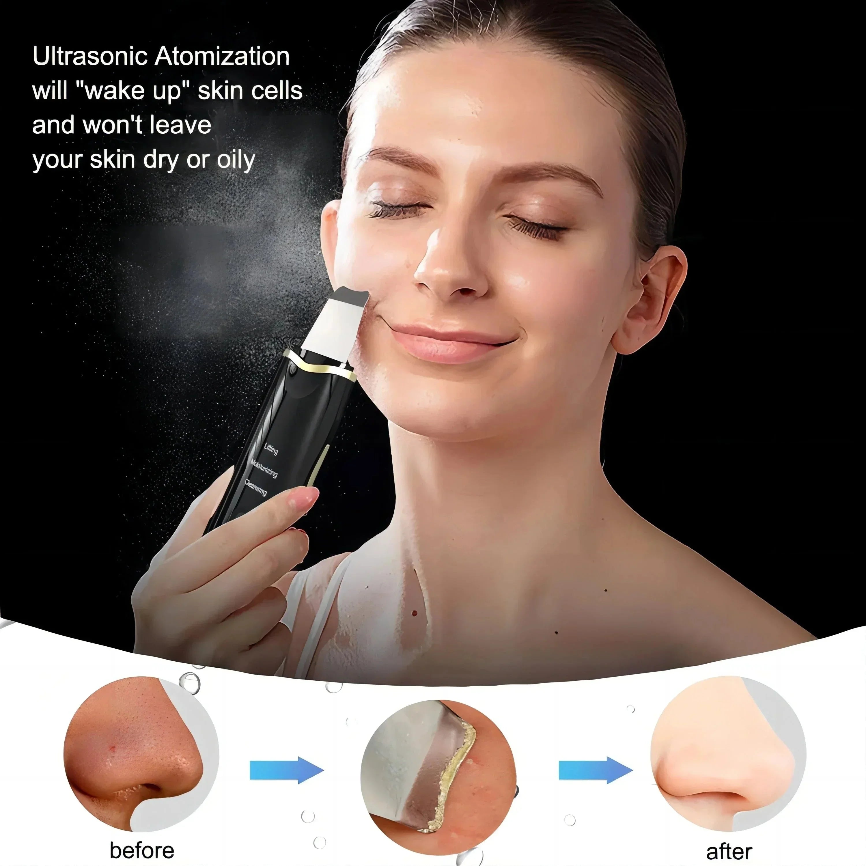 Ultrasonic Skin Scrubber – Rechargeable & Deep Cleaning